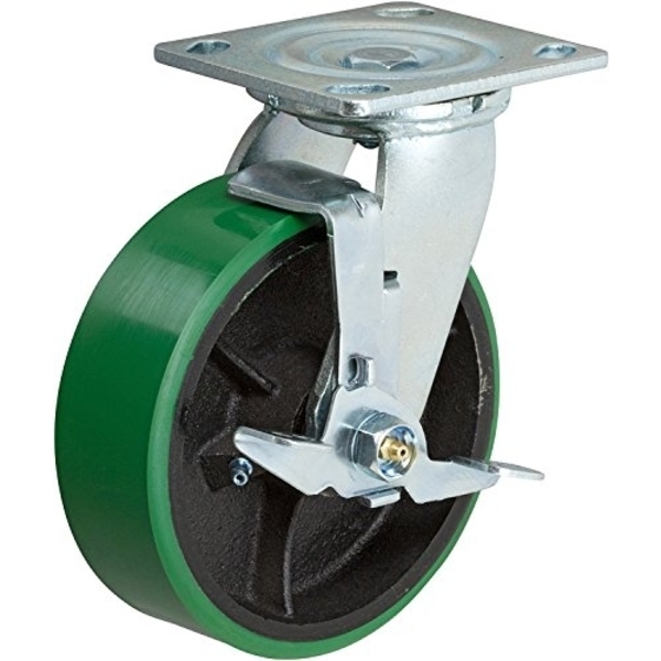 Casterhq 6" Swivel Caster, 6x2 Green Polyurethane on Iron Wheel, 1200 L HD6660-01-G